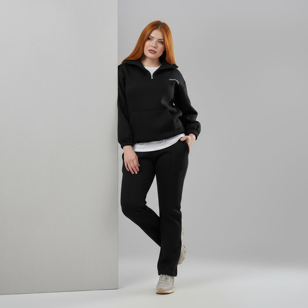 Zipper Black Melton Tracksuit