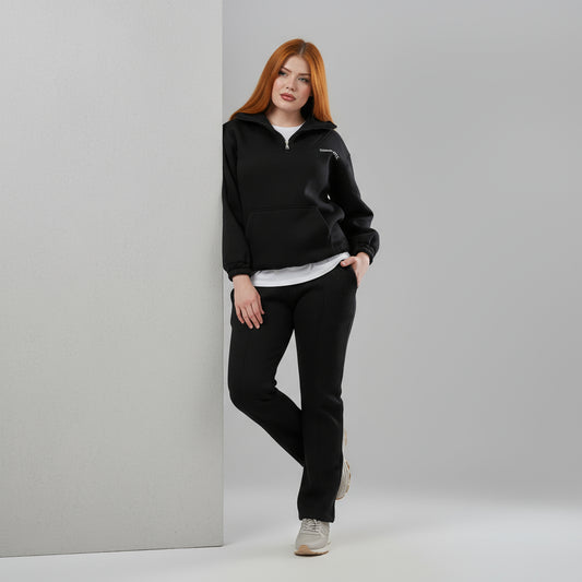 Zipper Black Melton Tracksuit
