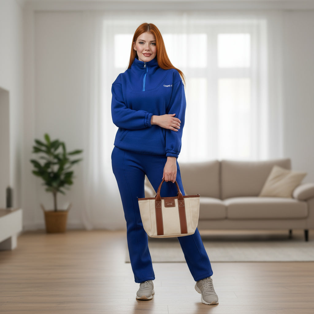 Zipper Blue Melton Tracksuit