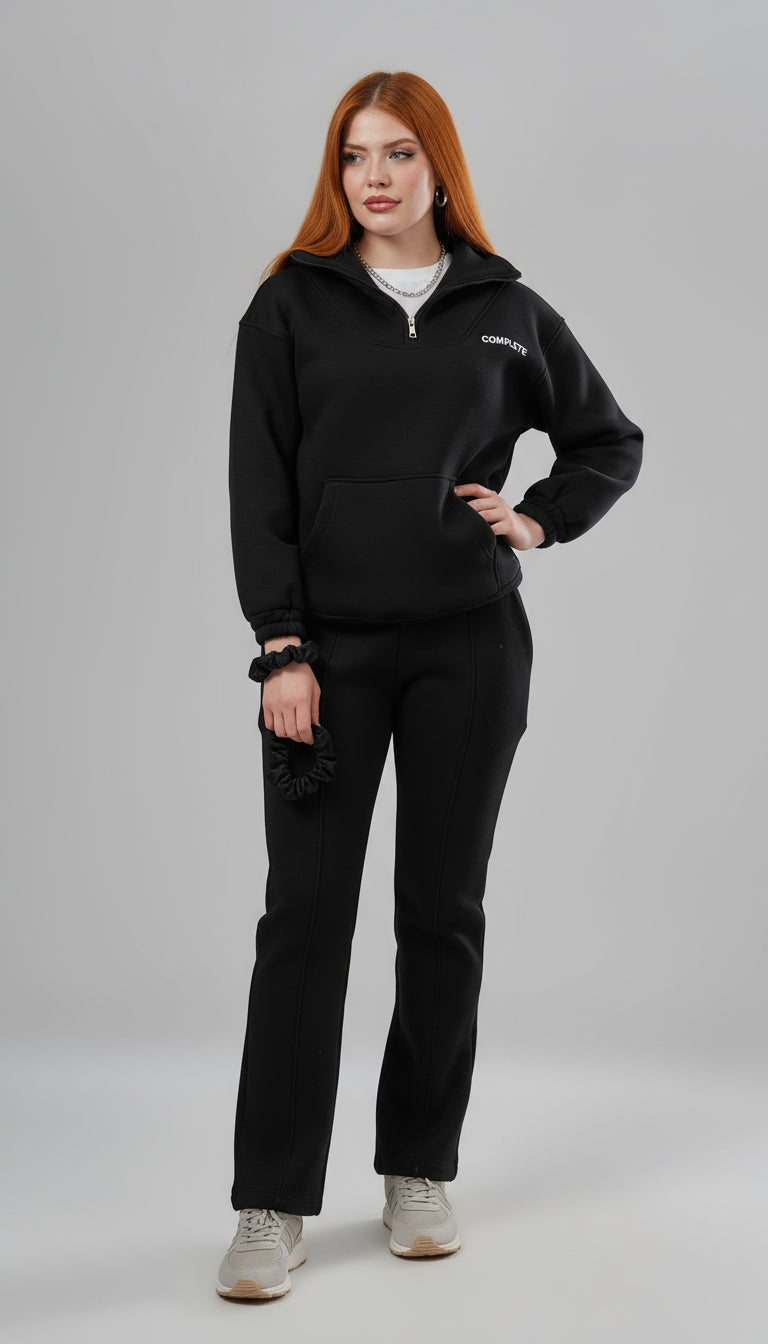Zipper Black Melton Tracksuit