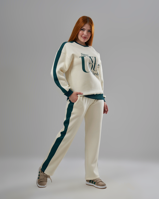 Printed Creamy Melton Tracksuit