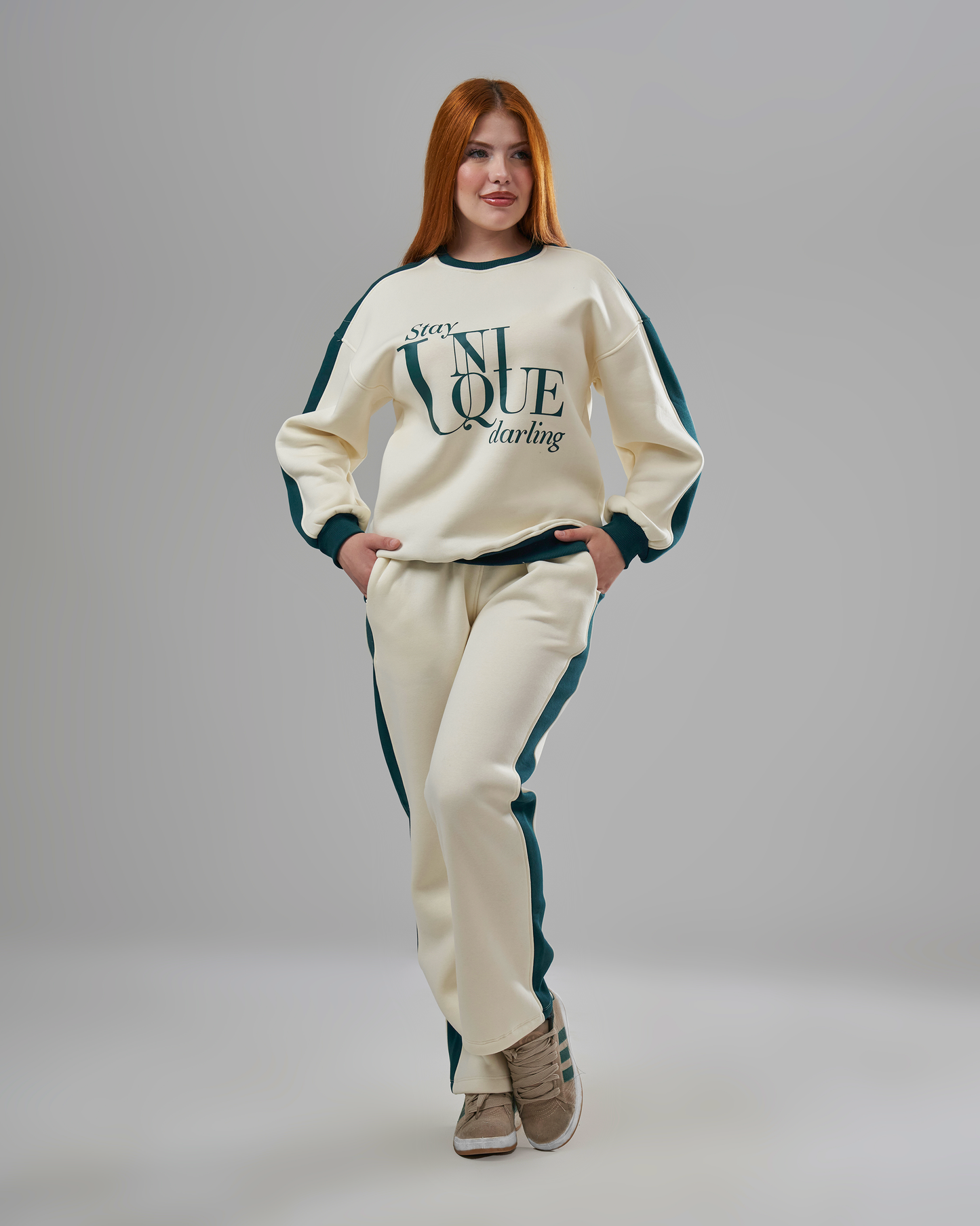 Printed Creamy Melton Tracksuit