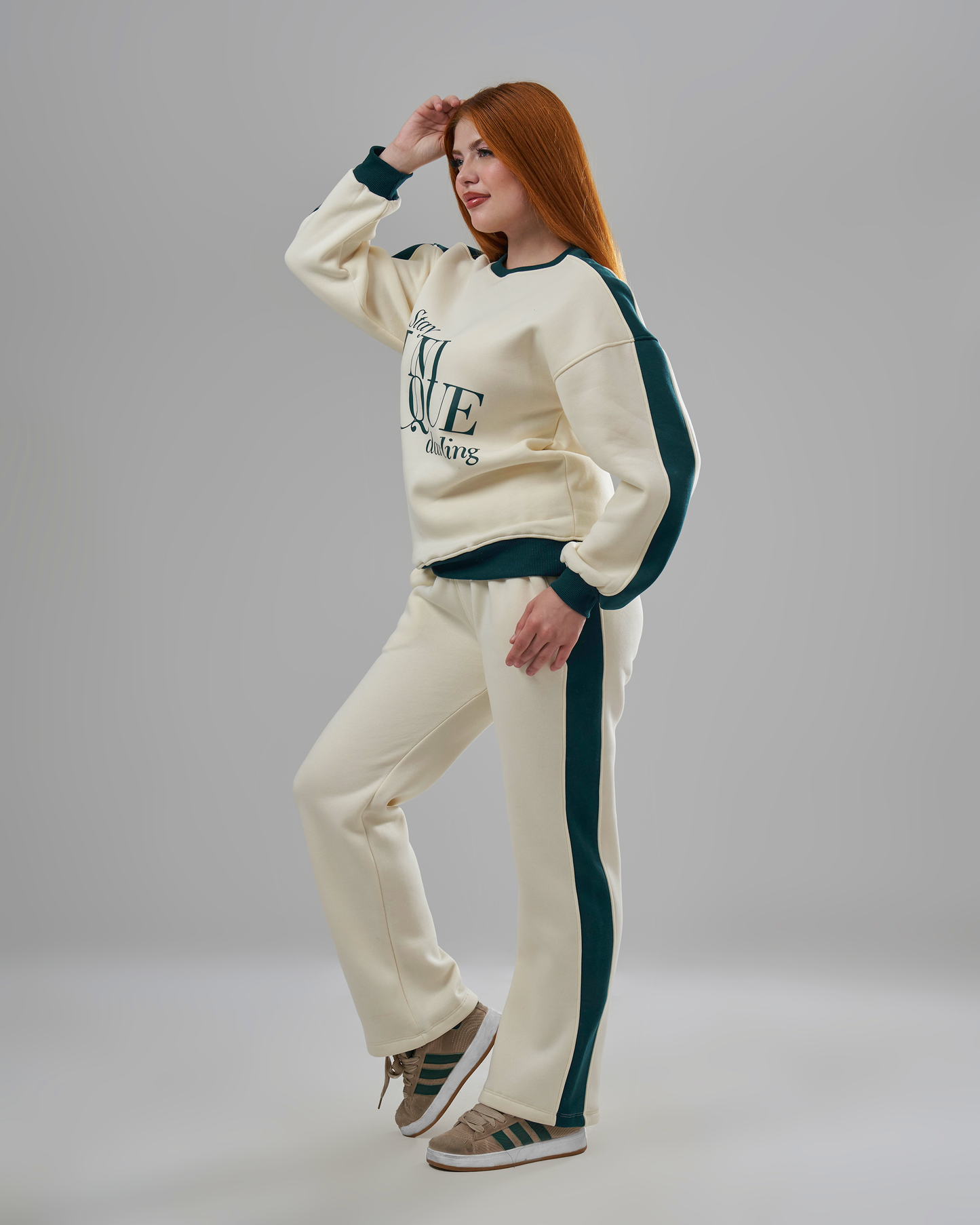 Printed Creamy Melton Tracksuit