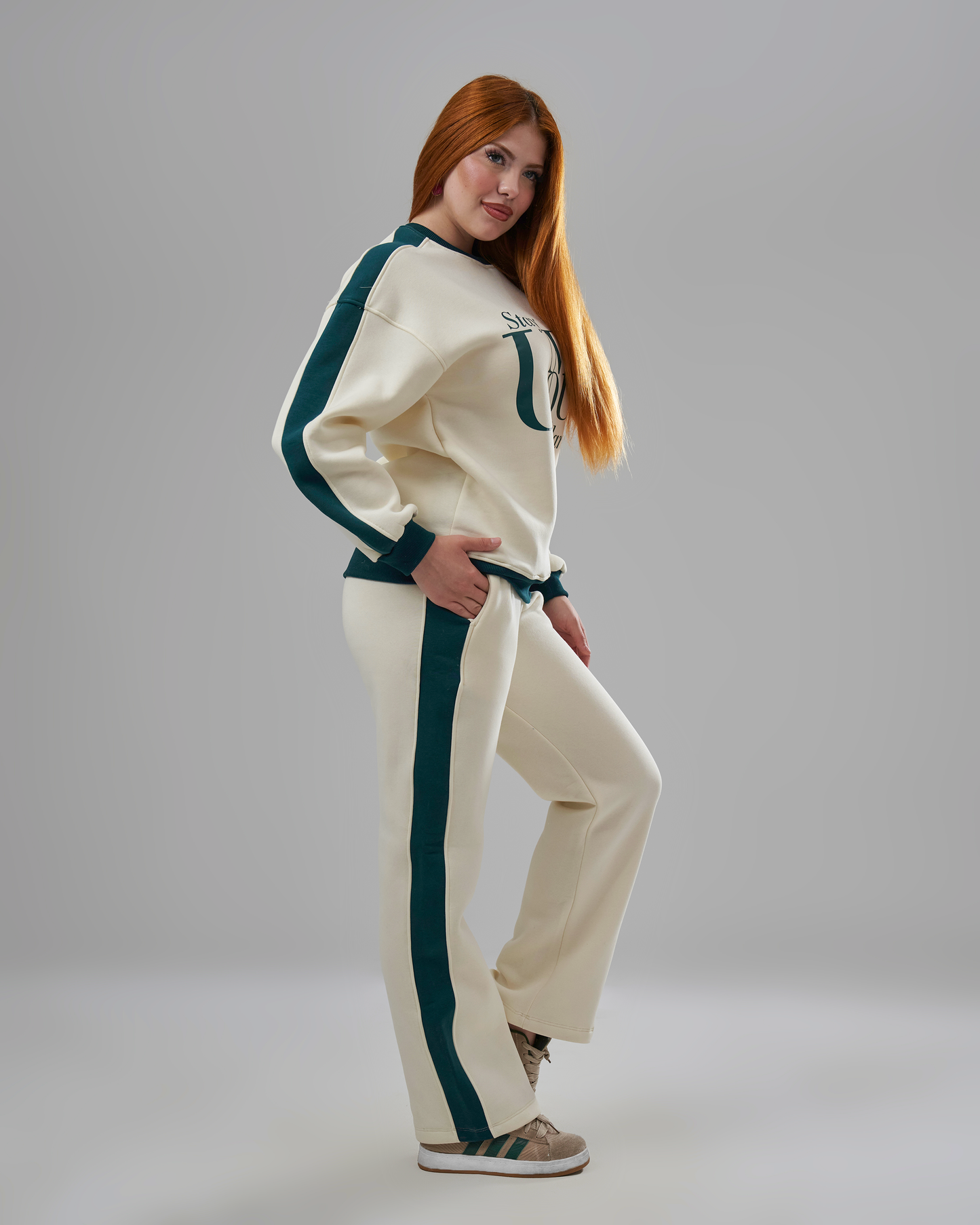 Printed Creamy Melton Tracksuit