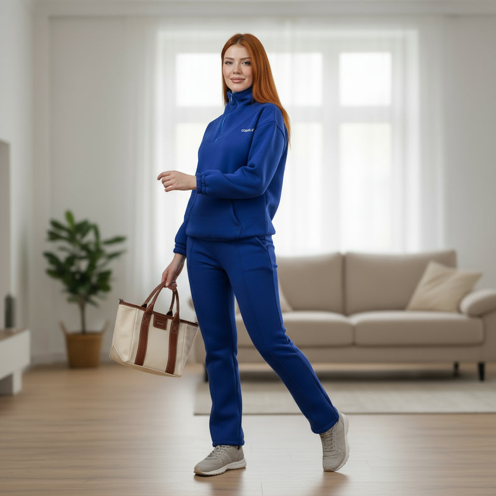 Zipper Blue Melton Tracksuit