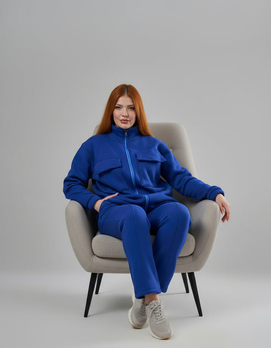 Blue Melton Zip-Up Tracksuit