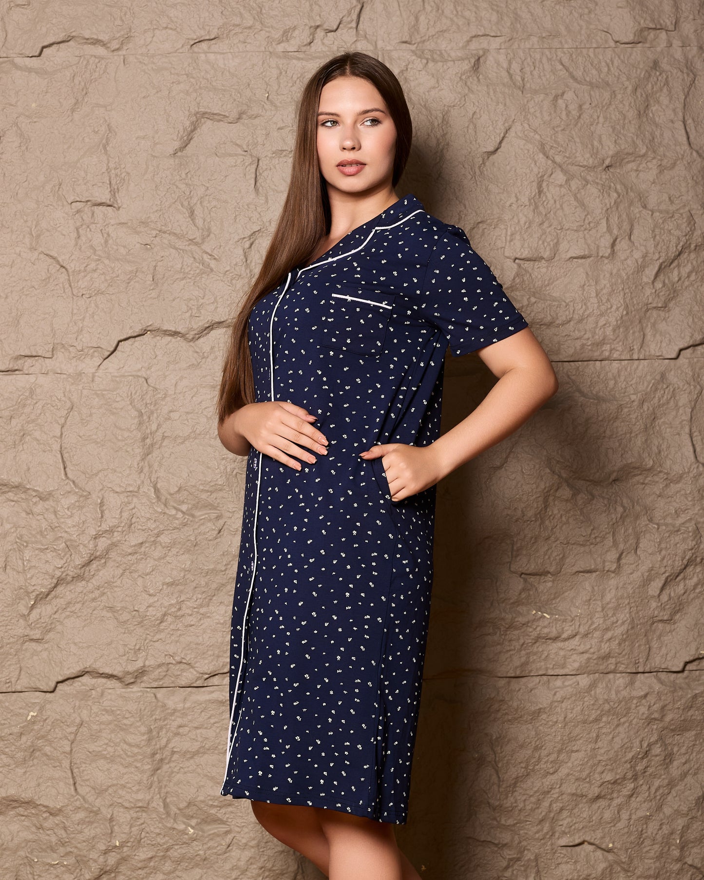 "Classic Elegance" Cotton Button-Down Sleepshirt