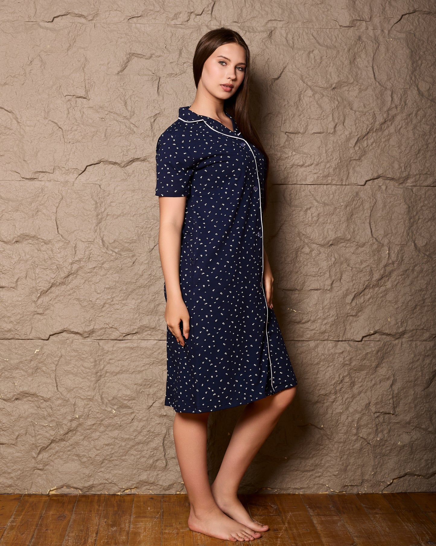 "Classic Elegance" Cotton Button-Down Sleepshirt