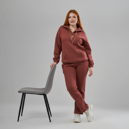 Zipper Bronze Melton Tracksuit