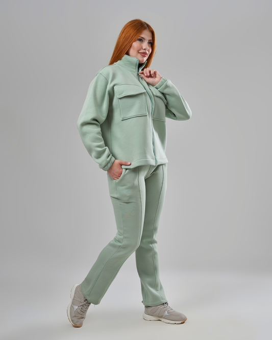 Mint Melton Zip-Up Tracksuit