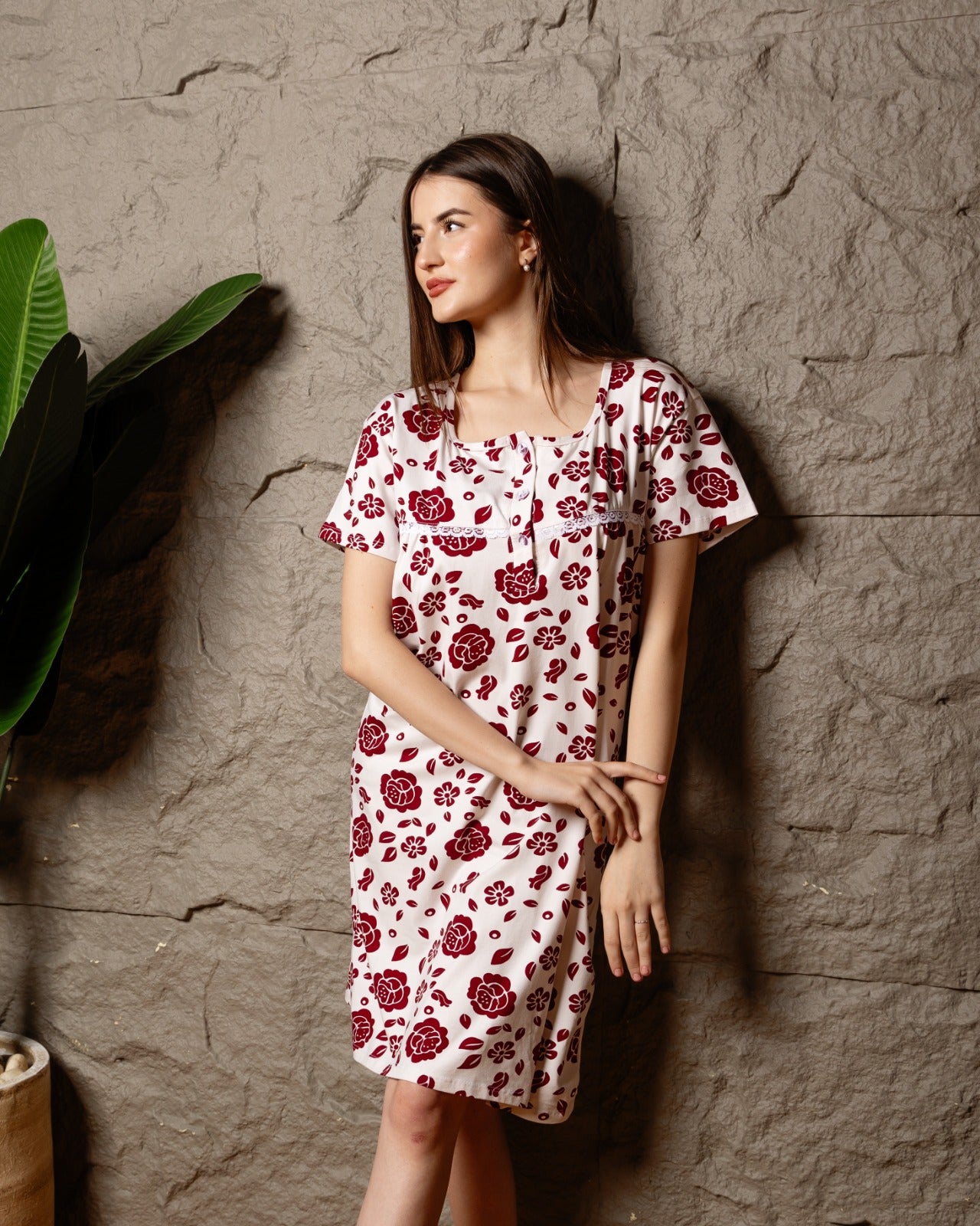 Burgundy Floral Nightshirt
