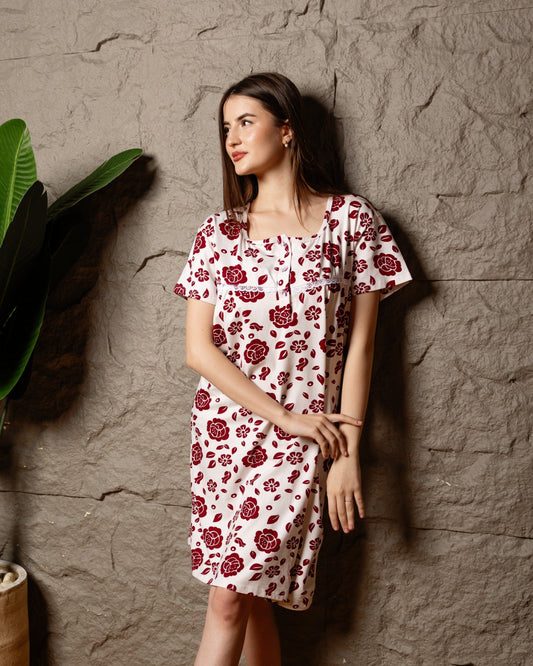 Burgundy Floral Nightshirt