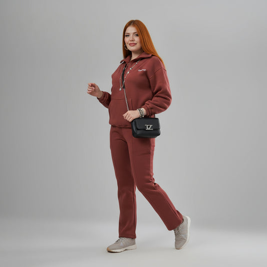 Zipper Bronze Melton Tracksuit